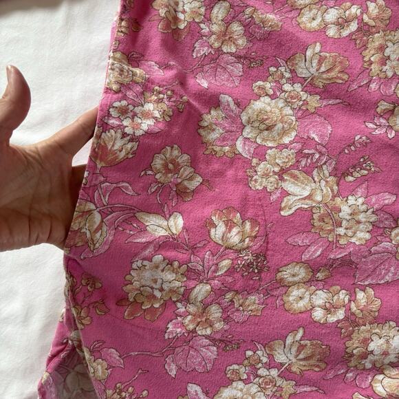 Lands' End Flannel Sleepshirt Nightgown 2X Pink Floral Button Up Well Loved Cozy - Picture 7 of 12